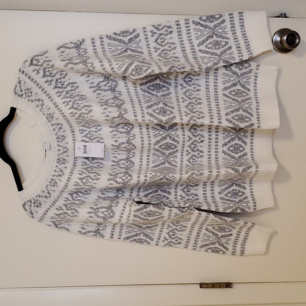 J.Jill Fsir Isle Nordic Sweater sz L Barley multi